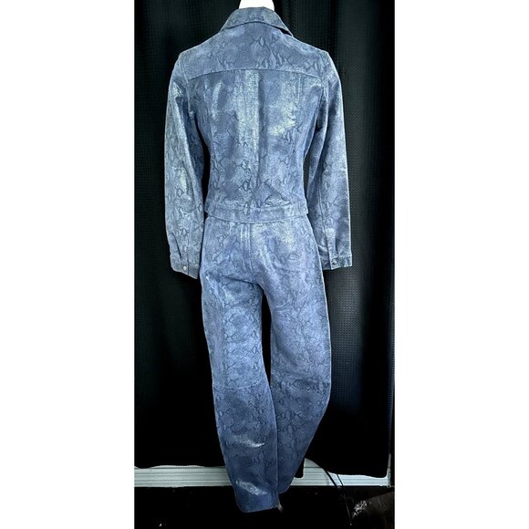 Vintage Y2K 90s Steve Madden Blue Leather Snakeskin Jacket SM Pants Size 8  Set - Picture 8 of 14